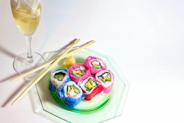 Sushi and champagne