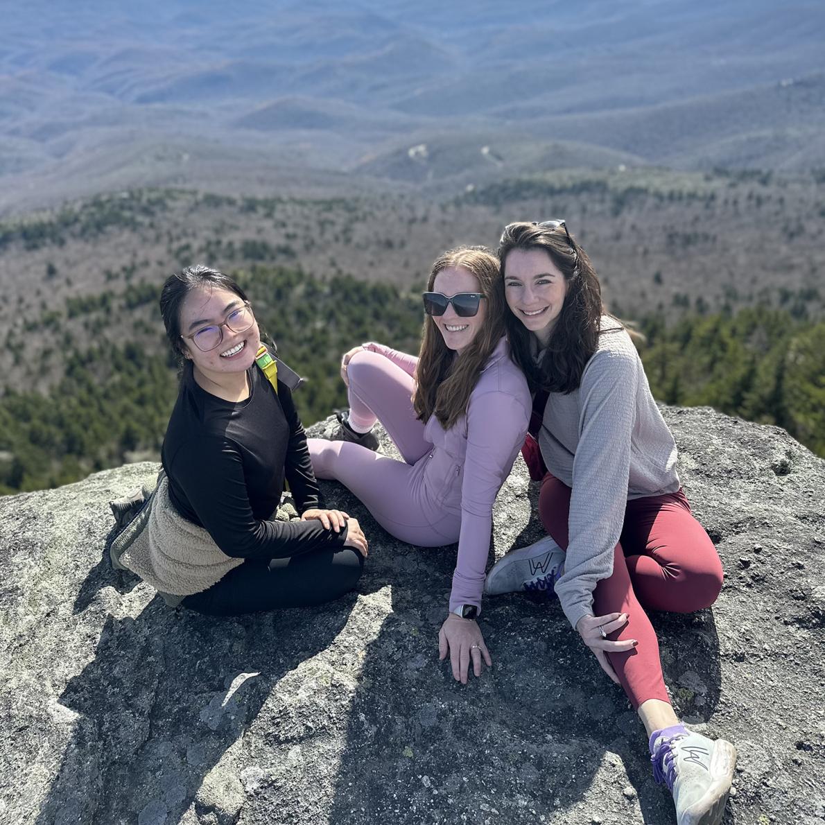 Three women on an overlook at Grandfather Mountain, NC