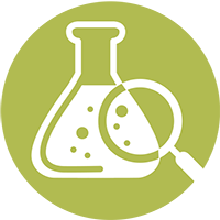 Research Icon - Magnifying glass and beaker